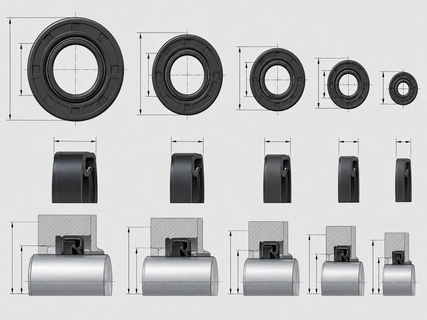 Oil Seal ID OD and Width Chart Example Oil seal size chart showing common ID OD and width dimensions