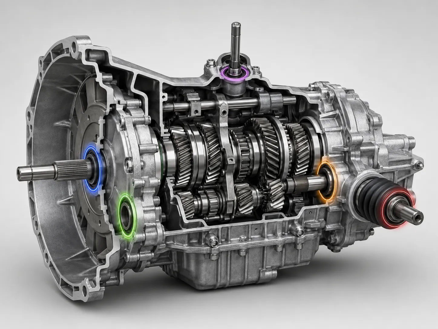 Common Transmission Oil Seal Locations Common transmission oil seal locations including input shaft, output shaft, axle, and selector shaft seals