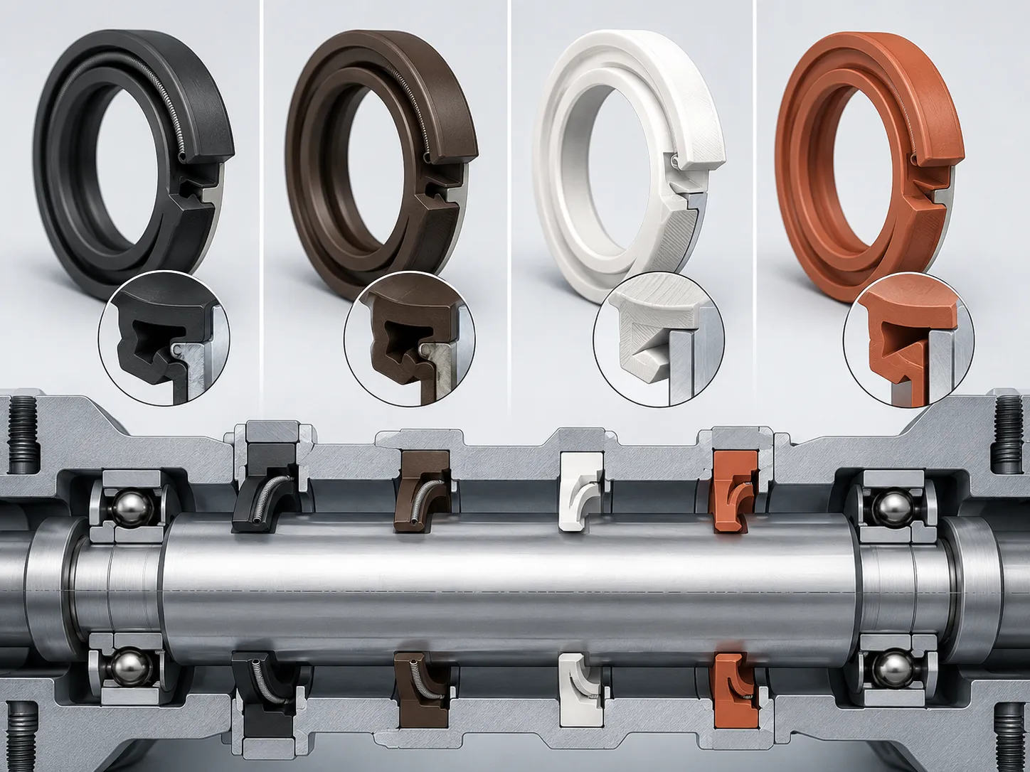 Comparison of FKM ACM PTFE and silicone oil seal materials for high-temperature applications
