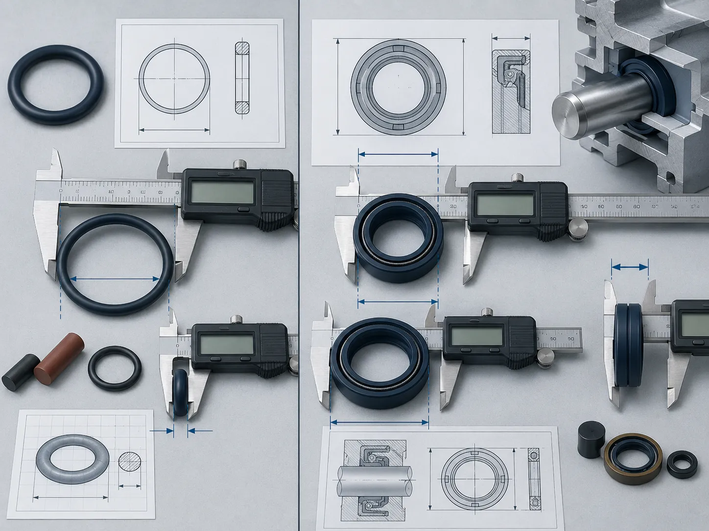 O-ring inner diameter and cross-section compared with oil seal ID OD and width measurements